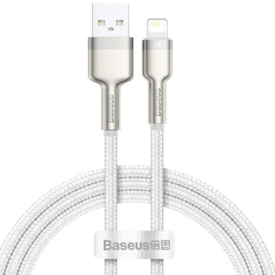 кабель baseus cafule metal usb - lightning 2.4a/1m (caljk-a02) (white) 