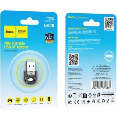 bluetooth-адаптер hoco ua28 usb  (чорний) 