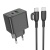мережевий зарядний пристрій borofone bas14a erudite 1usb/18w/qc3.0 + 1type-c/20w/pd + (type-c - type-c) (чорний) 