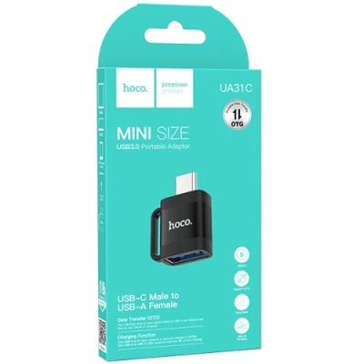 перехідник hoco ua31c type-c-usb (чорний) 