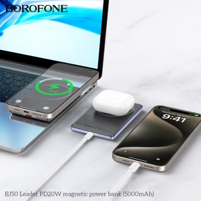 додаткова батарея power bank borofone bj50 with magsafe 15w+pd20w 5000 mah (сірий) 