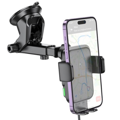 Автотримач Hoco HW11 з безпровідним зарядним пристроєм (Чорний)