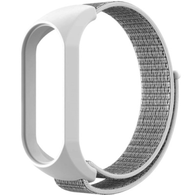 ремінець для xiaomi mi band 3/4/5/6 nylon (сіро-білий) 