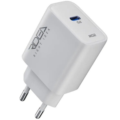 мережевий зарядний пристрій ridea rw-20120 rapid pro 1usb-c qc/pd 20w (бiлий) 