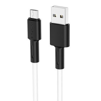 кабель borofone bx31 silicone usb - microusb 2.4a/1m (білий) 