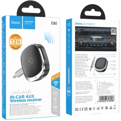 Bluetooth аудіо ресівер Hoco E80 (Чорний)