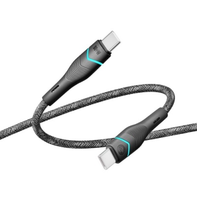 кабель ridea rc-rl15 rgb light type-c - type-c 60w 1.2m (чорний) 