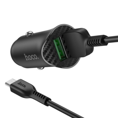 Автомобільний Зарядний Пристрій Hoco Z39 Farsighted 2USB/18W/QC3.0 + (USB - MicroUSB) (Чорний)