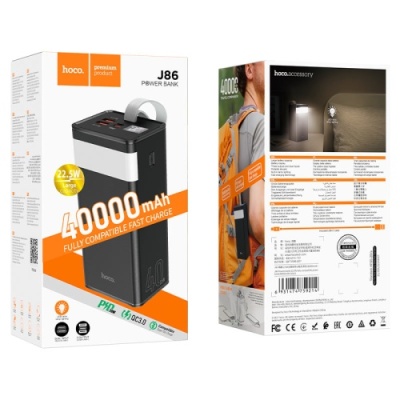 додаткова батарея power bank hoco j86 powermaster pd20w+qc3.0 22.5w 40000 mah (чорний) 