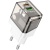 мережевий зарядний пристрій borofone ba80a 1usb/18w/qc3.0 + 1type-c/20w/pd (прозоро-чорний) 