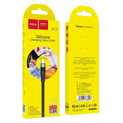 кабель hoco x53 silicone usb - type-c 3.0a/1m (чорний) 