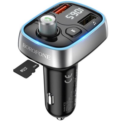FM Модулятор Borofone BC32 Bluetooth Sunlight QC3.0 2USB/3A Black