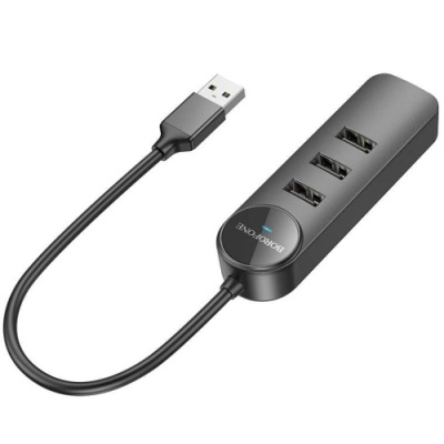 usb hub borofone dh5 erudite 4-in-1 (usb to usb3.0+usb2.0*3) 0.2m (чорний) 