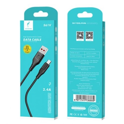 кабель skydolphin s61v usb - microusb 2.4a/1m (чорний) 