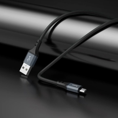 кабель hoco x86 silicone usb - microusb 2.4a/1m (чорний) 