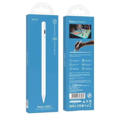 стилус hoco gm109 smooth active universal capacitive pen (білий) 