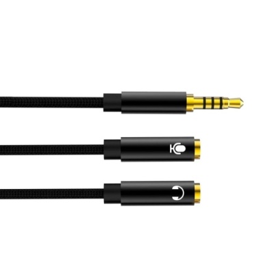 розгалужувач aux xo nb-r197 3.5mm male to audio + microphone 0.23m (чорний) 