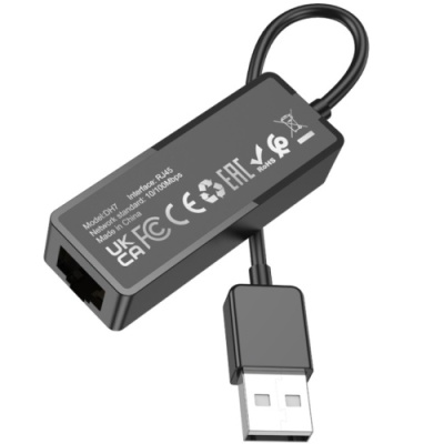 перехідник borofone dh7 ricco usb to rj45 (100 mbps) (чорний) 