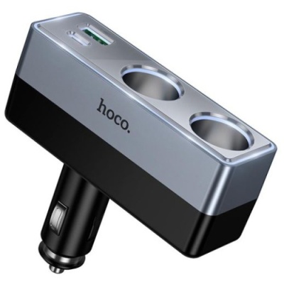 Розгалужувач прикурювача Hoco Z65B PD48W+QC3.0 (2 роз'єми прикурювача/1USB/1Type-C) (чорний)