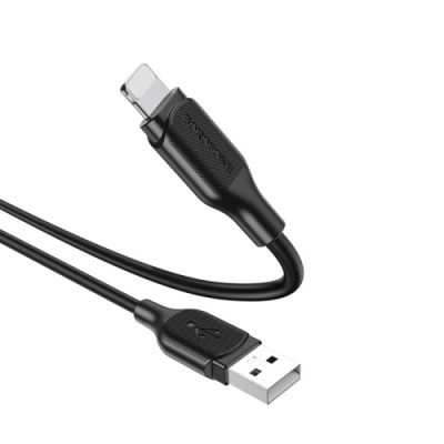 кабель borofone bx42 soft silicone usb - lightning 2.4a/1m (чорний) 