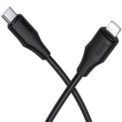 кабель hoco x124 silicone type-c - lightning 27w/1m (чорний) 
