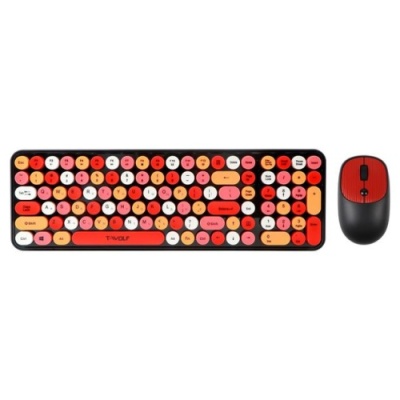 бездротова клавіатура і миша twolf tf350 colorful (чорний/червоний) 