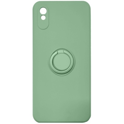 Купить силіконовий чохол soft silicone casevsmagnet ring для xiaomi redmi 9a - light green онлайн