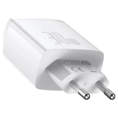 мережевий зарядний пристрій baseus cube fast charger eu cluster (p10111402213-00) 2usb/qc3.0 + 1type-c/30w/pd (білий) 