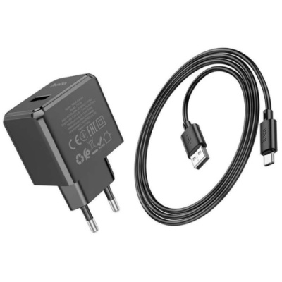 мережевий зарядний пристрій hoco cs11a 1usb/2.1a + (usb - type-c) (чорний) 