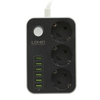 мережевий подовжувач ldnio se3631 6usb 3.4a (чорний) 
