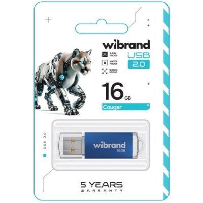 usb флеш-накопичувач wibrand 16gb cougar (синій) 