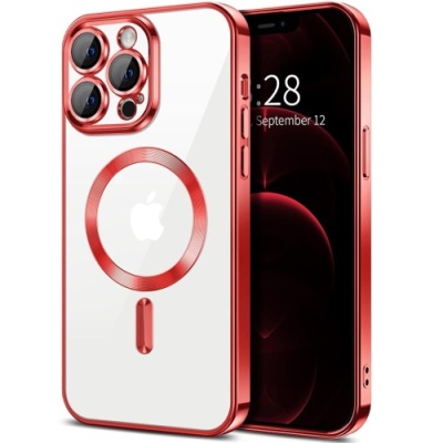 Купить чохол tpu metallic full camera with magsafe для apple iphone 12 pro max (red) онлайн