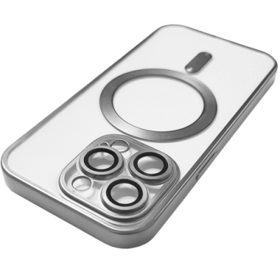 Купить чохол tpu metallic full camera with magsafe для apple iphone 15 pro (matte silver) онлайн