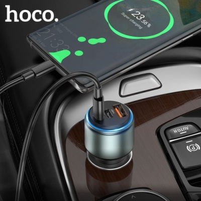 Автомобільний Зарядний Пристрій Hoco NZ9 PD65W+30W+QC3.0 (2Type-C/1USB) (чорний)