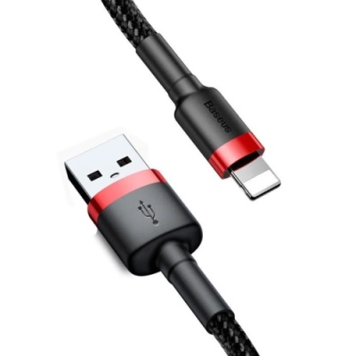 кабель baseus cafule usb - lightning 2.4a/1m (calklf-b19) (black-red) 