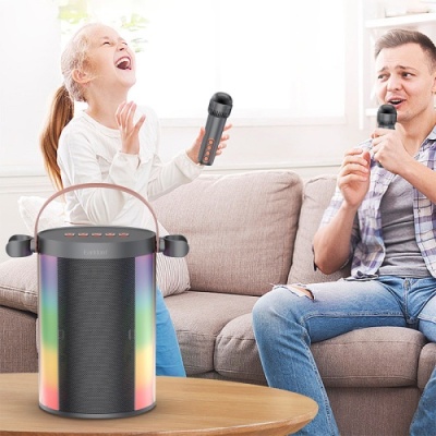 портативна колонка-караоке earldom et-a32 bt5.1 /2 karaoke microphones/rgb lights black 