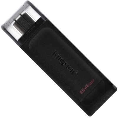 usb флеш-накопичувач kingston dt 70 64gb usb 3.2 + type-c (чорний) 