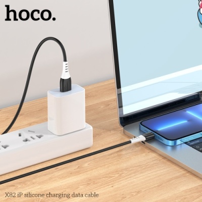 кабель hoco x82 silicone usb - lightning 2.4a/1m (чорний) 