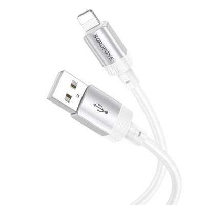 кабель borofone bx108 silicone usb - lightning 2.4a/1m (білий) 