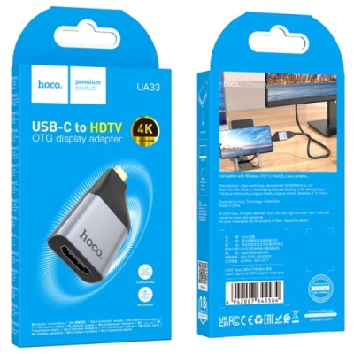 перехідник hoco ua33 type-c to hdtv 4k 30hz (сiрий) 