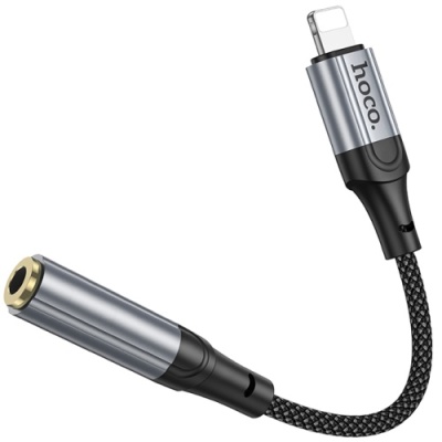 перехідник hoco ls36a lightning - aux (3.5mm) (сірий) 