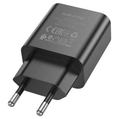 мережевий зарядний пристрій borofone ba71a power 1type-c/20w/pd (чорний) 