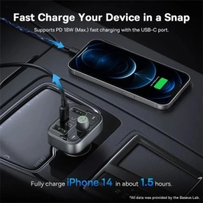 FM Модулятор Baseus (C10762200113-00) S-09 Pro Series Car FM Transmitter Cluster (Чорний)