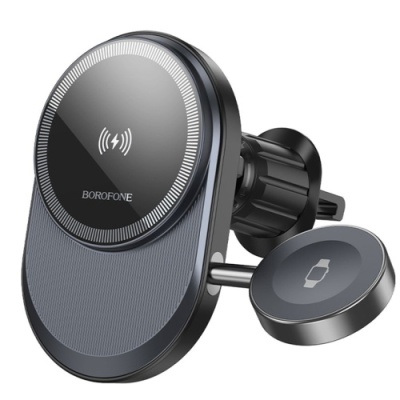 Автотримач Borofone BH219 Fine 2-in-1 Magnetic Wireless 15W (Чорний)