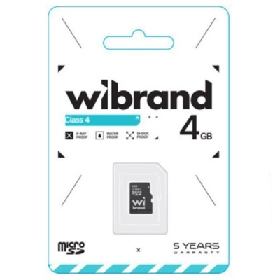 карта пам'яті wibrand microsdhc 4gb 4 class (чорний) 