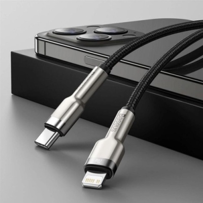 кабель baseus cafule metal (pd) type-c - lightning 20w/1m (catljk-a01) (black) 