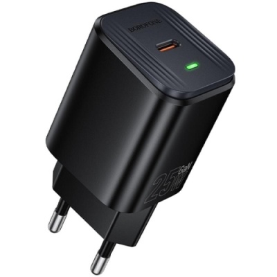 мережевий зарядний пристрій borofone bas84a pd25w (1type-c) (чорний) 
