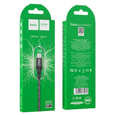 кабель hoco x50 excellent usb - type-c 3.0a/1m (чорний) 