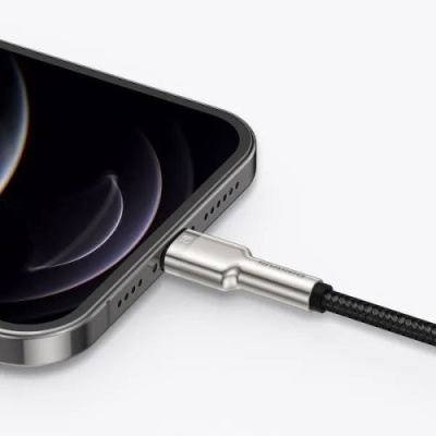 кабель baseus cafule metal usb - lightning 2.4a/2m (caljk-b01) (black) 