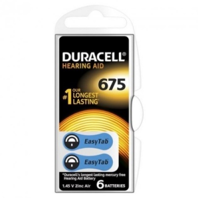 батарейка duracell da-675 (6шт) 